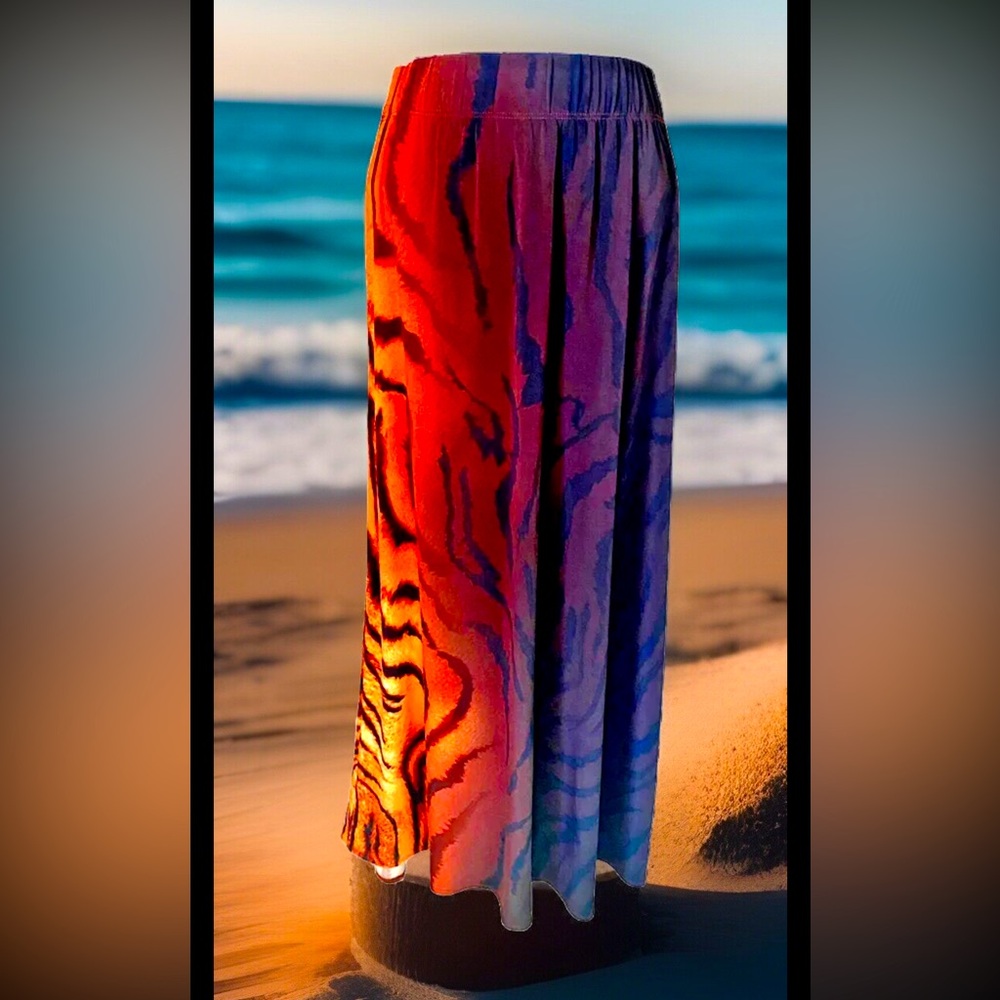 🐅SUSAN GRAVER🐅 LONG STRETCH TIGER PRINT SKIRT NWOT🐯